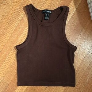 High neck ribbed tank top